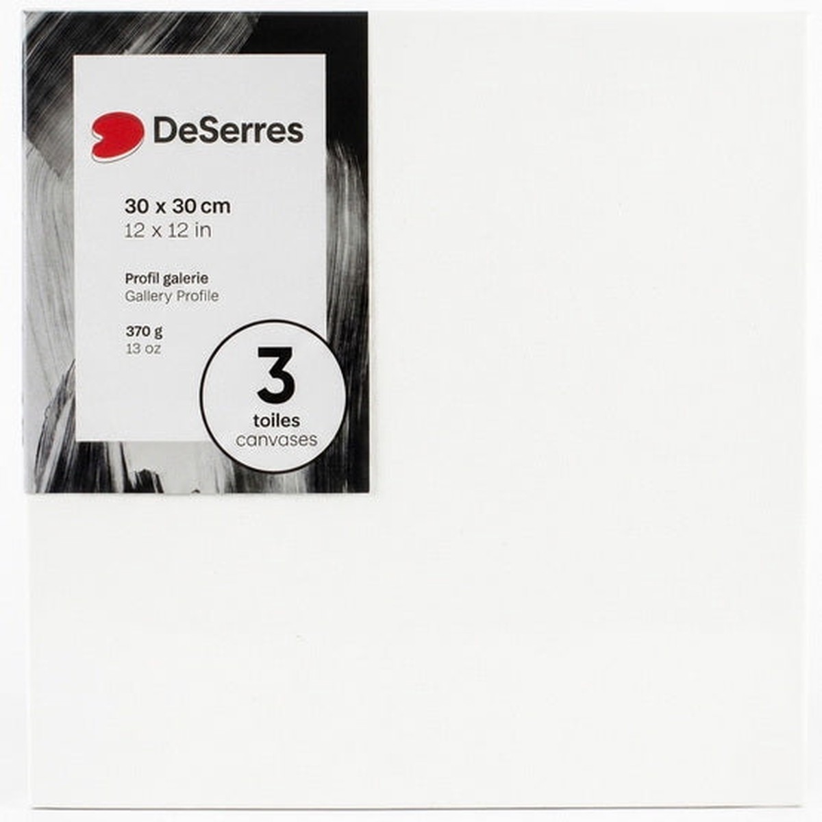 3-Pk gallery canvases 12x12 in 370g/13oz