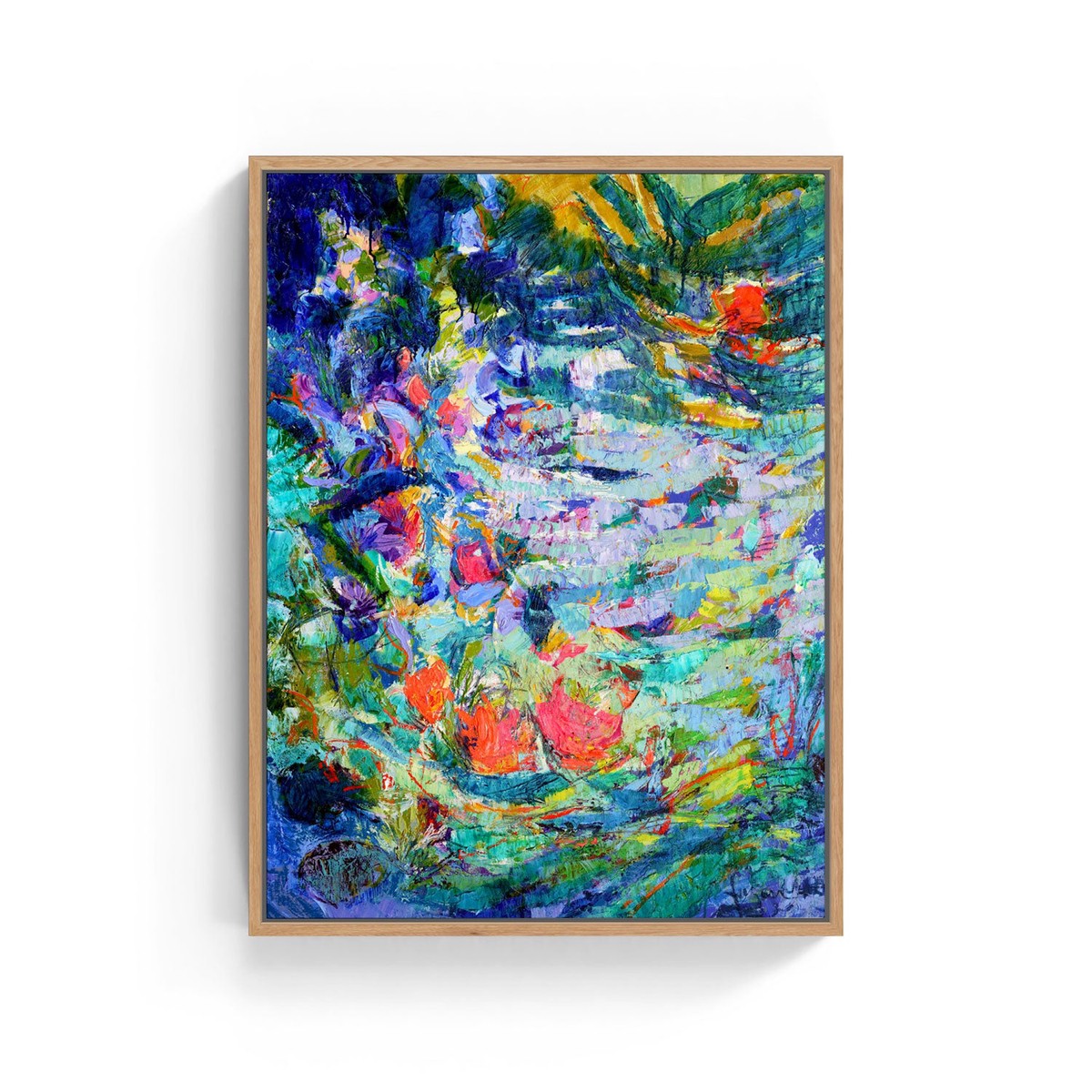 Luminous Petal Cascade, Abstract Painting