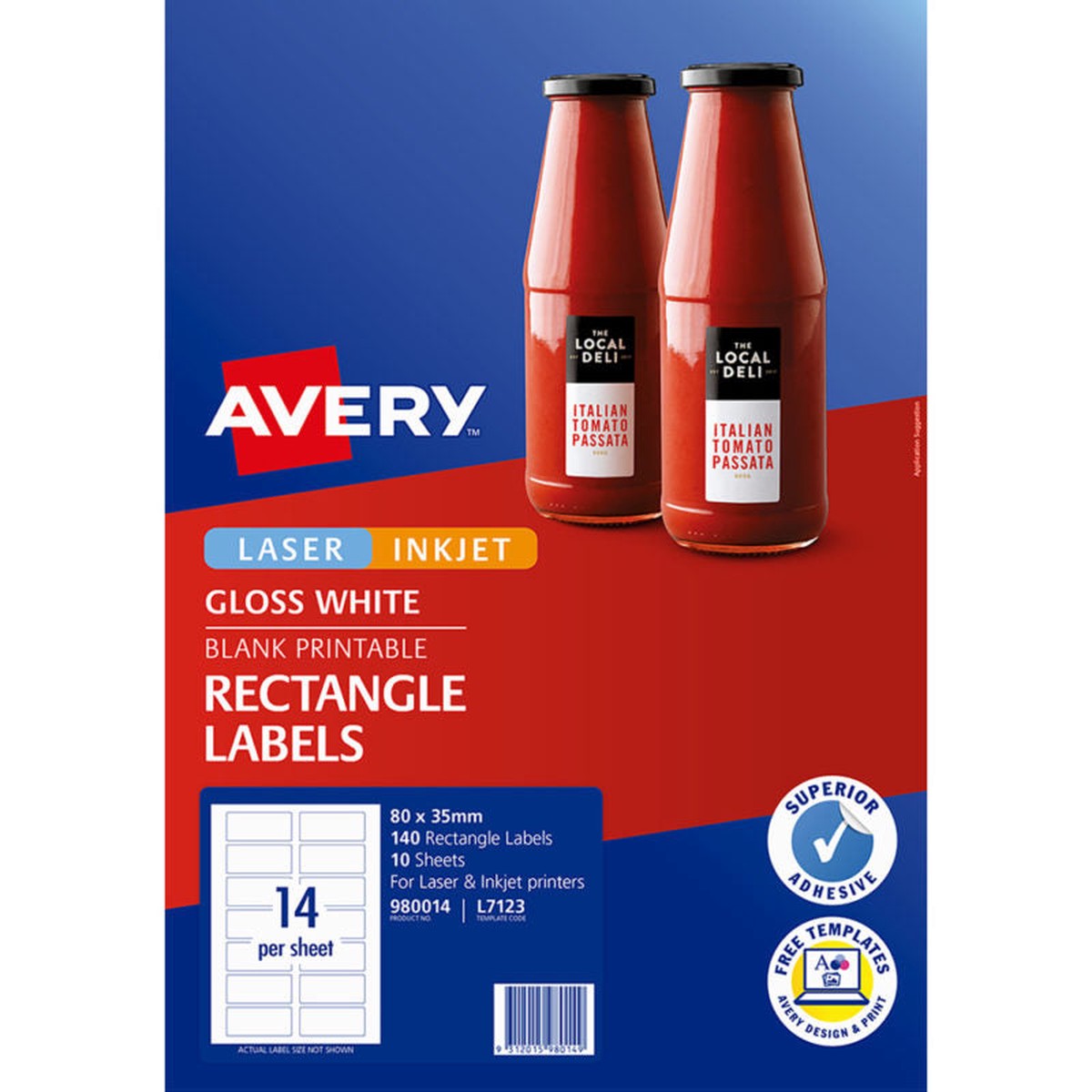 AVERY L7123 RECTANGULAR WHITE LABELS WHITE PACKET 10