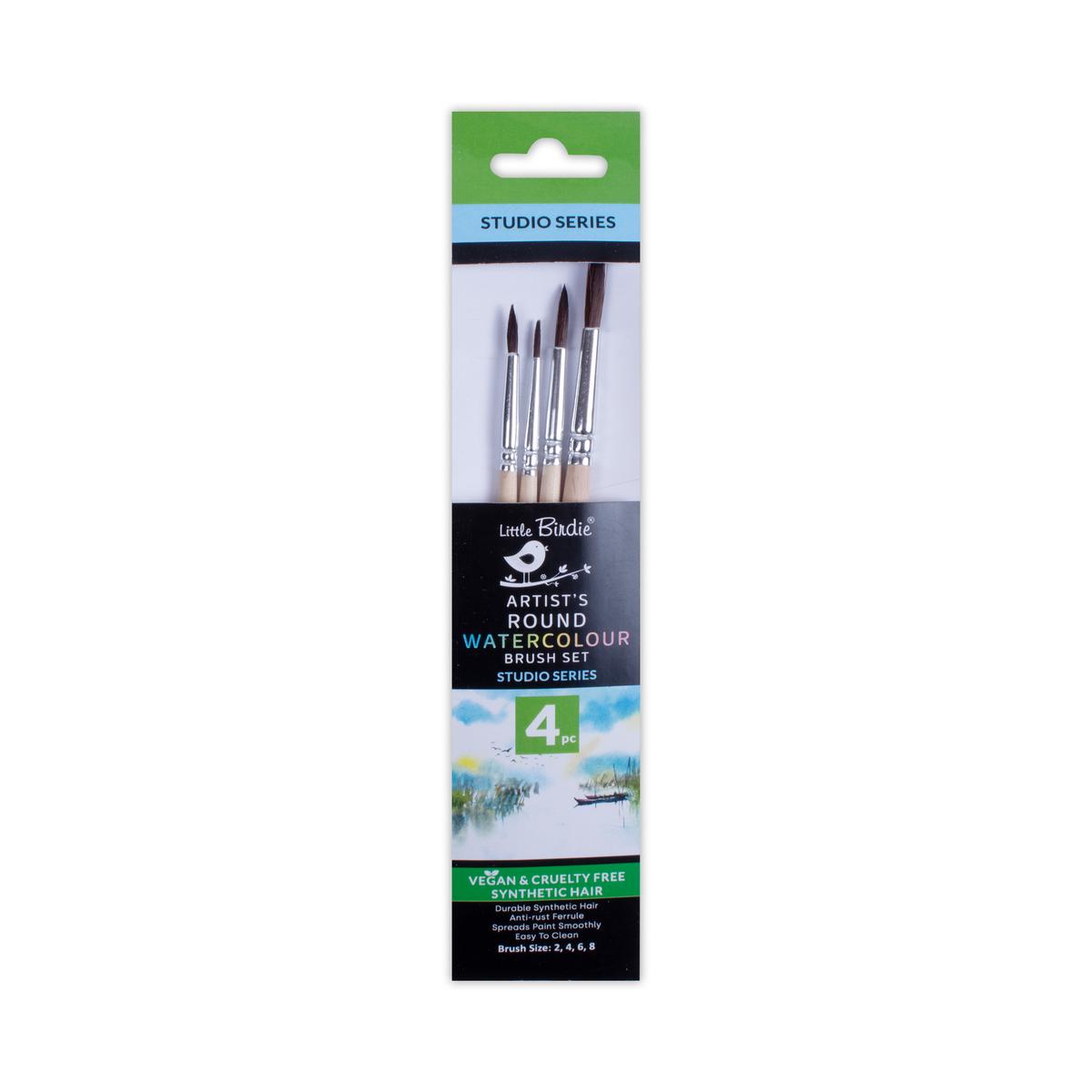 Watercolour Brush Round Synthetic Hair Size 24 6 8 Set of 4pc