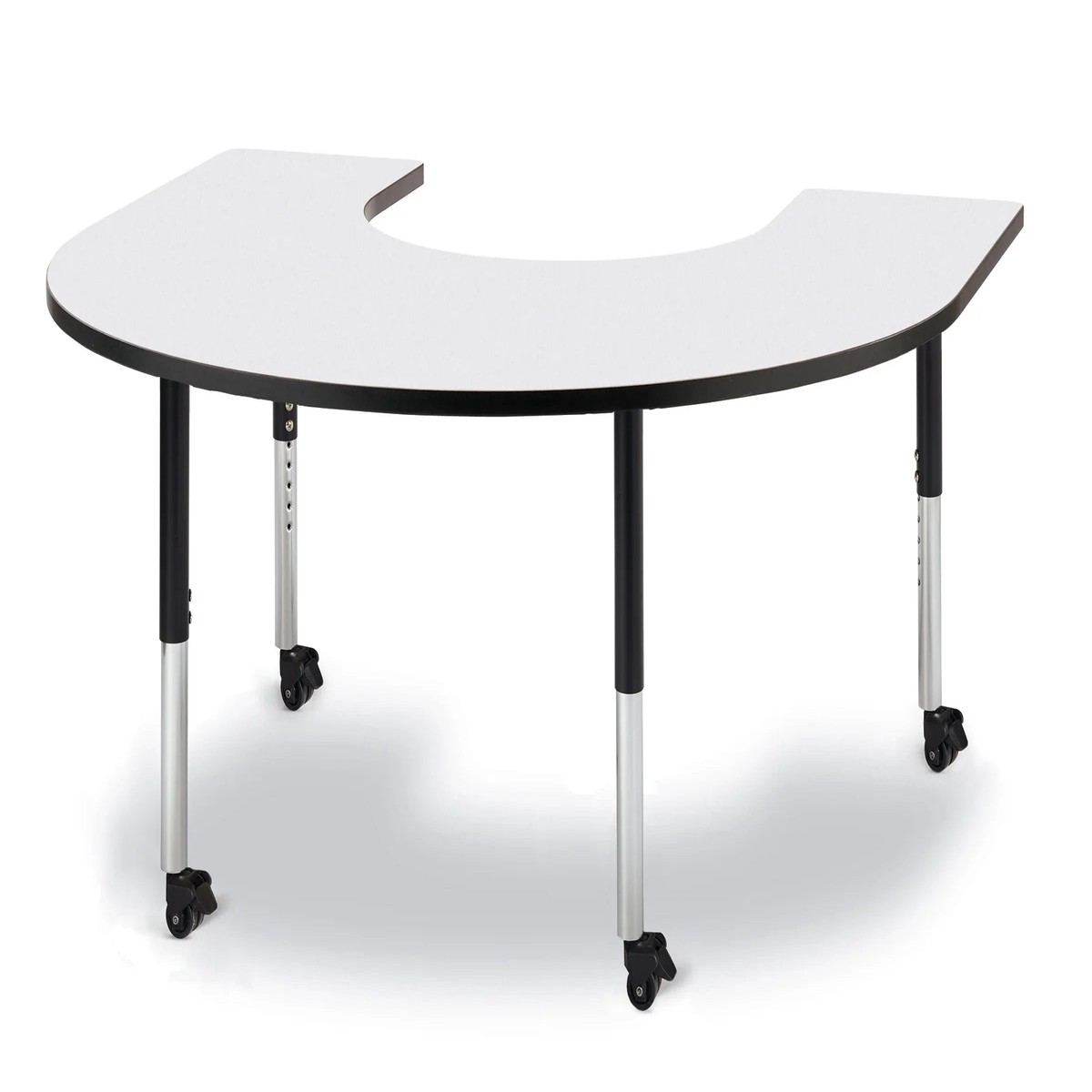 Berries Horseshoe Activity Table - 66" X 60", Mobile - Freckled Gray/Black/Black