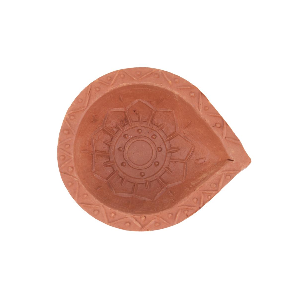 Handmade Terracotta Diya Medium Border 1pc