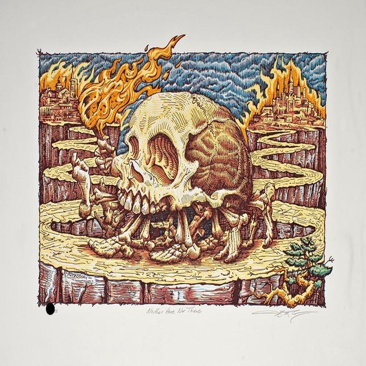 Neither Here Nor There - 2019 AJ Masthay poster linocut print