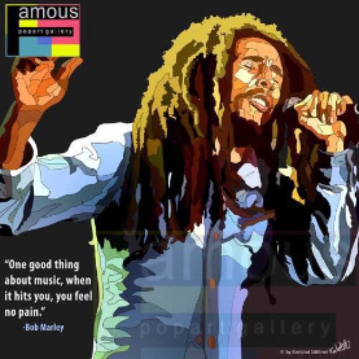 Pop Art Wall Decoration Drawing (Bob Marley - Singing) 