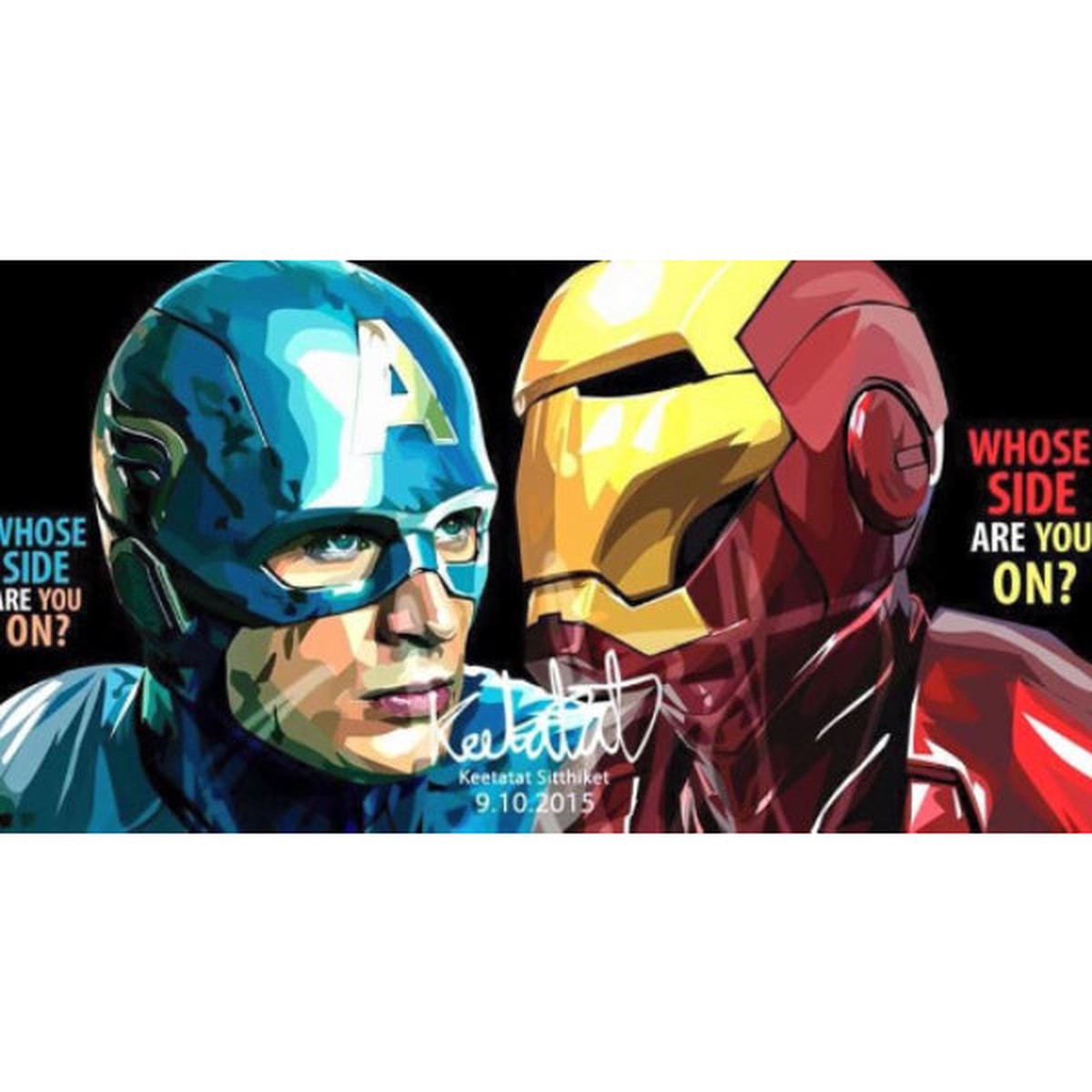 Pop Art Wall Decoration Drawing (Captain America VS Iron Man Whose Side Are You On 2pcs) Marvel