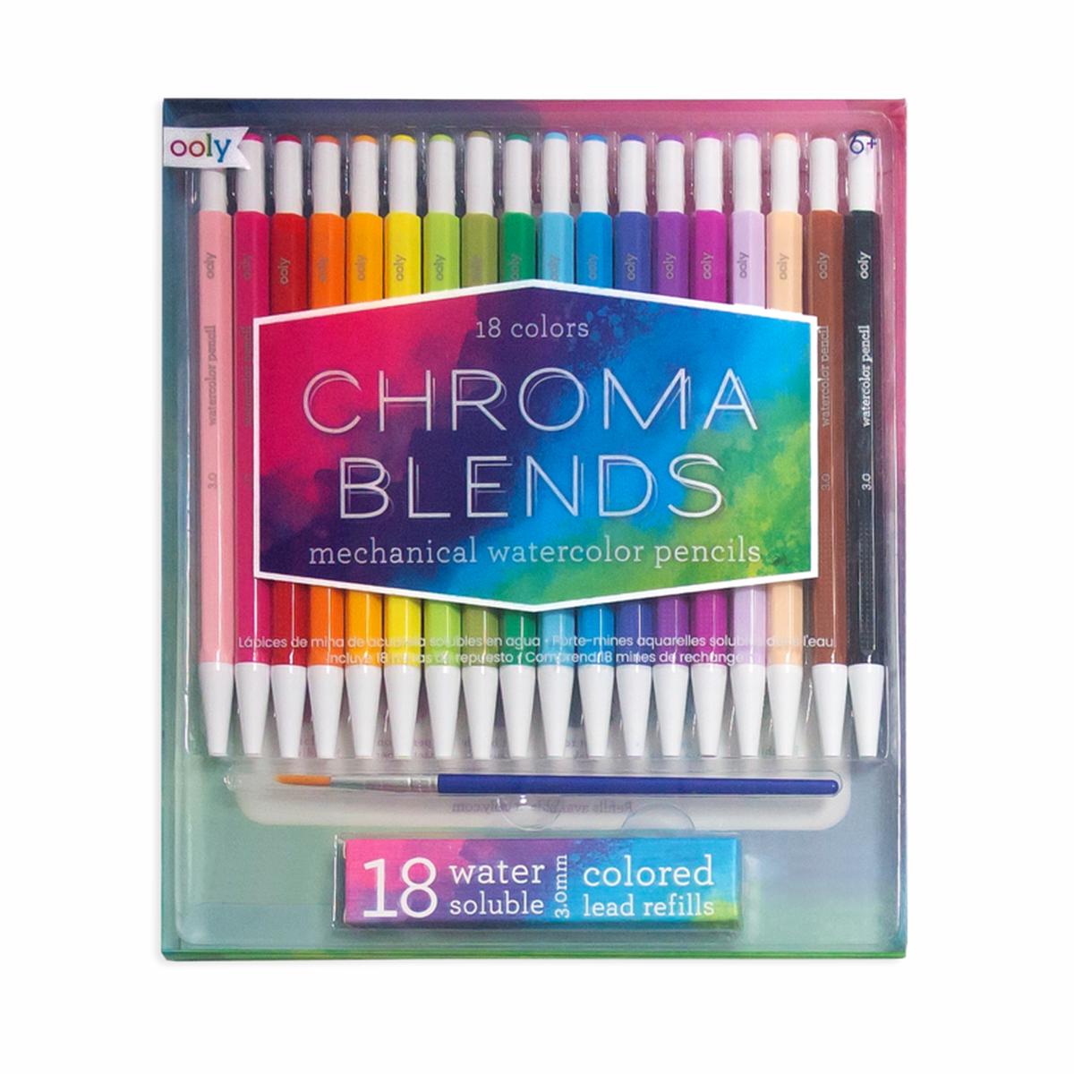 Chroma Blends: 18 Mechanical Watercolor Pencils - Ages 6+