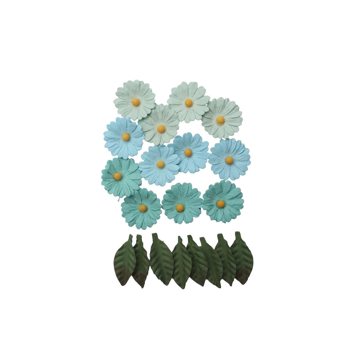Handmade Flowers Cyra Teal Vibes 20Pc