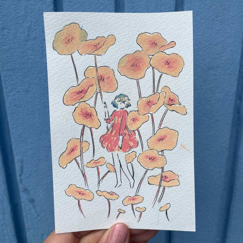 Raku (Mini) Gaki - Jen Tong - "Flower Girl"
