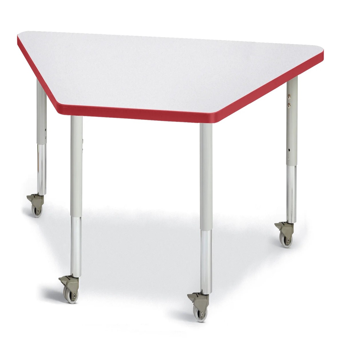 Berries Trapezoid Activity Tables - 30" X 60", Mobile - Freckled Gray/Red/Gray