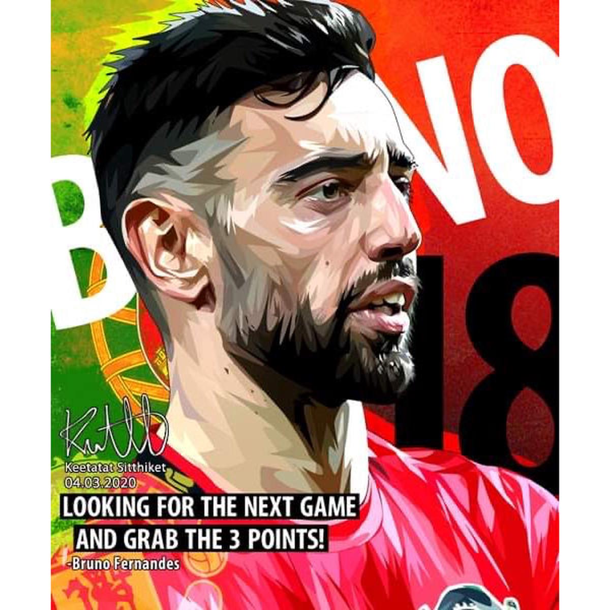 Pop Art Wall Decoration Drawing (Bruno Fernandes - Looking For) - L - 100 x 75cm