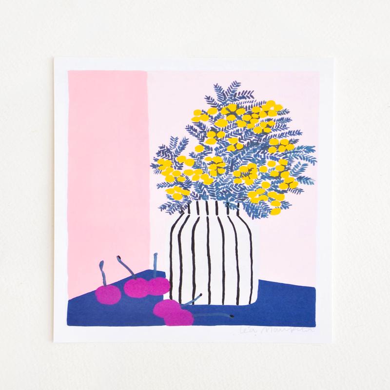 Mimosa With Cherries Print