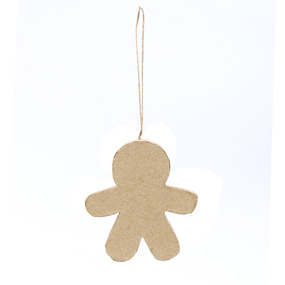 Christmas Paper Mache Hanging Gingerbread Man 9.5 x 8.5cm 1pc