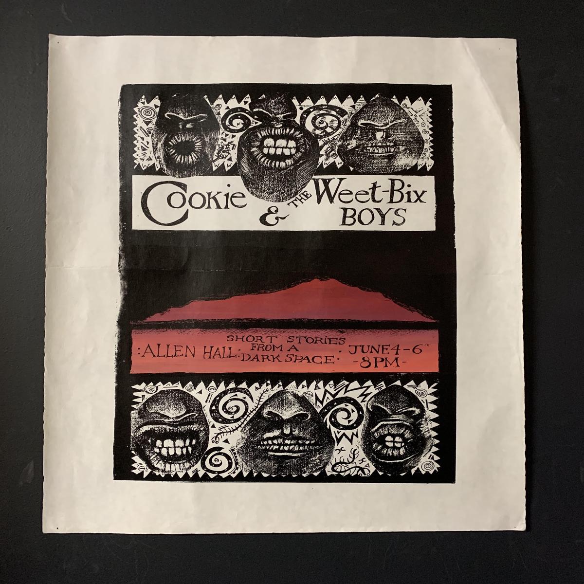 COOKIE & THE WEETBIX BOYS GIG POSTER MADE BY MICHAEL TUFFERY