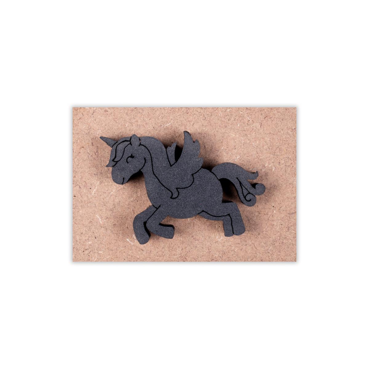 Foam Stamp - Flying Unicorn | 5.4cm x 4cm | 10mm Thick (MDF Base 5.5mm thick rectangle 8.2 x 5.9cm) 1pc