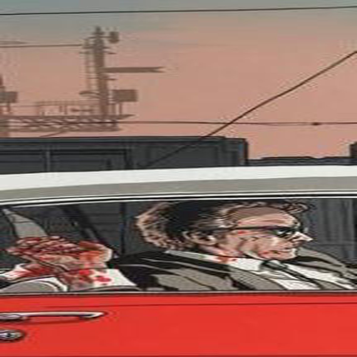 Mr Orange dying in a 1972 Pontiac Lemans Coupe Convertible - 2011 Tim Doyle Poster Art Print