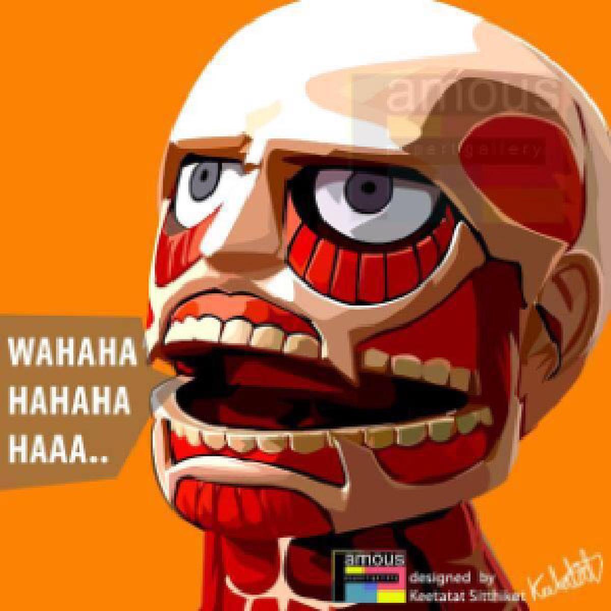 Pop Art Wall Decoration Drawing (Attack on Titan Colossal Titan)