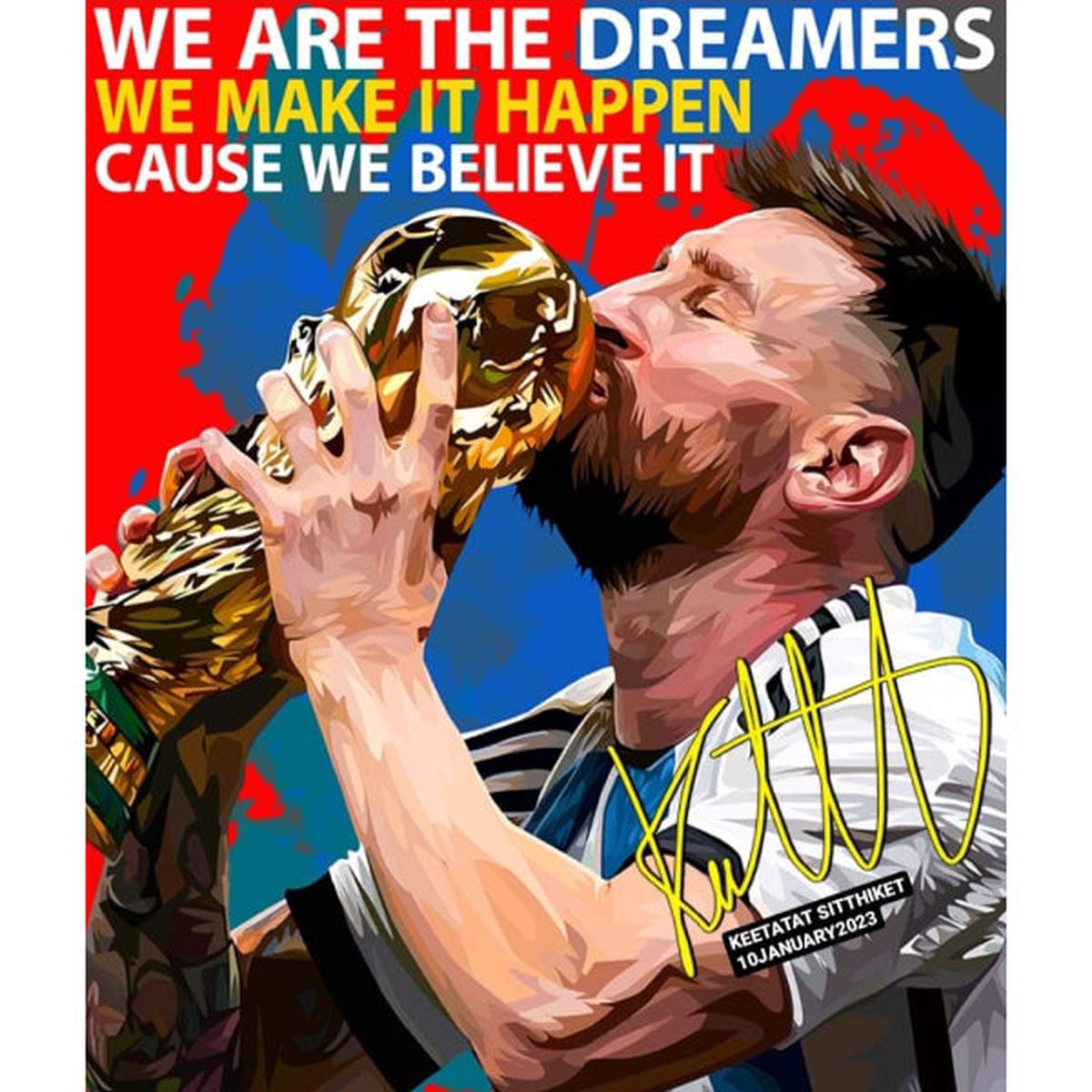 Pop Art Wall Decoration Drawing (Lionel Messi - We are the dreams)