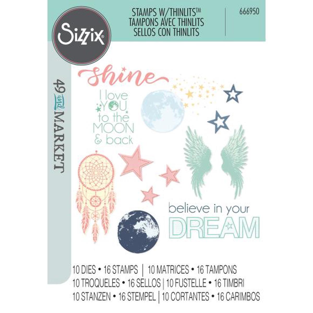 Sizzix 49 and Market Starlight Dreams Stamp and Die Set (666950)