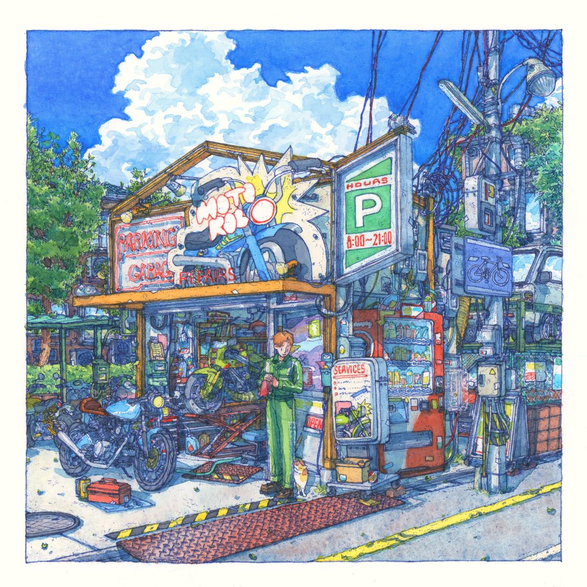 Rain Szeto - Bluelines - #01 - "Moto Robo Auto Shop"