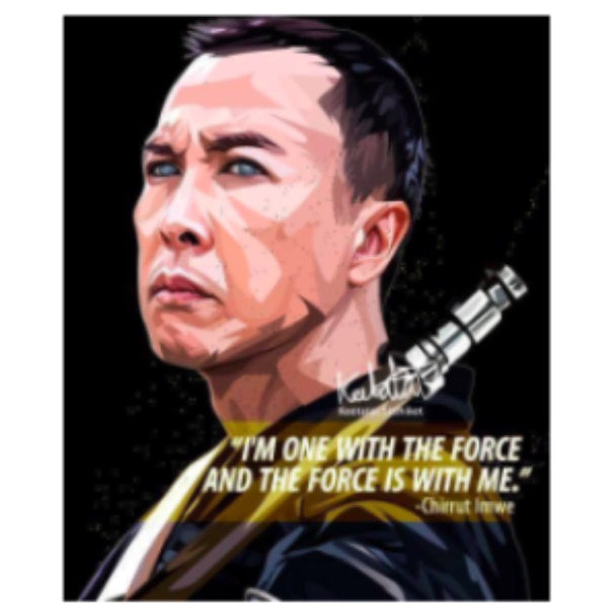 Pop Art Wall Decoration Drawing (Star Wars Chirrut Imwe - I'm One With The Force)