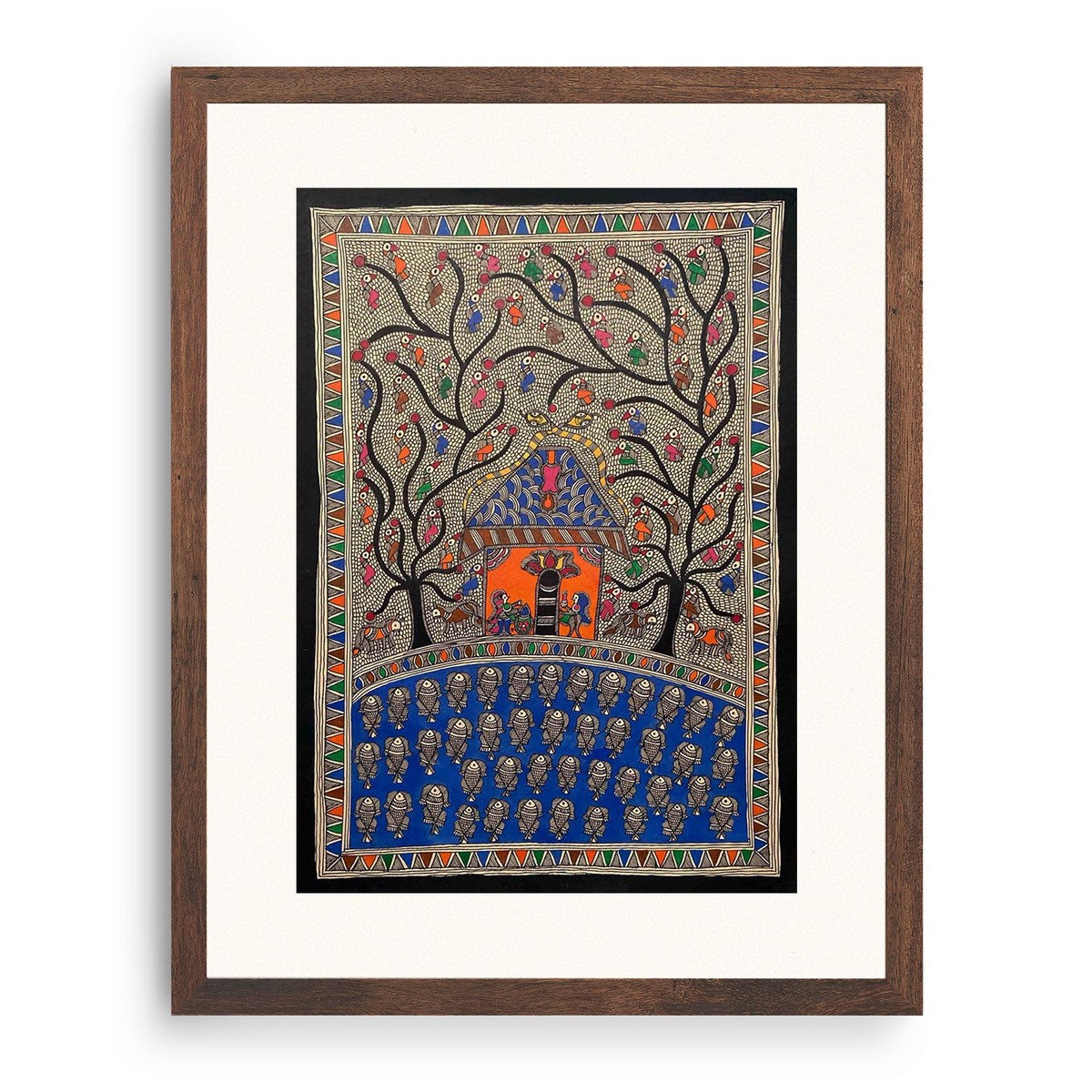 Birth and Fish Madhubani, Madhubani Art, Madhubani Painting