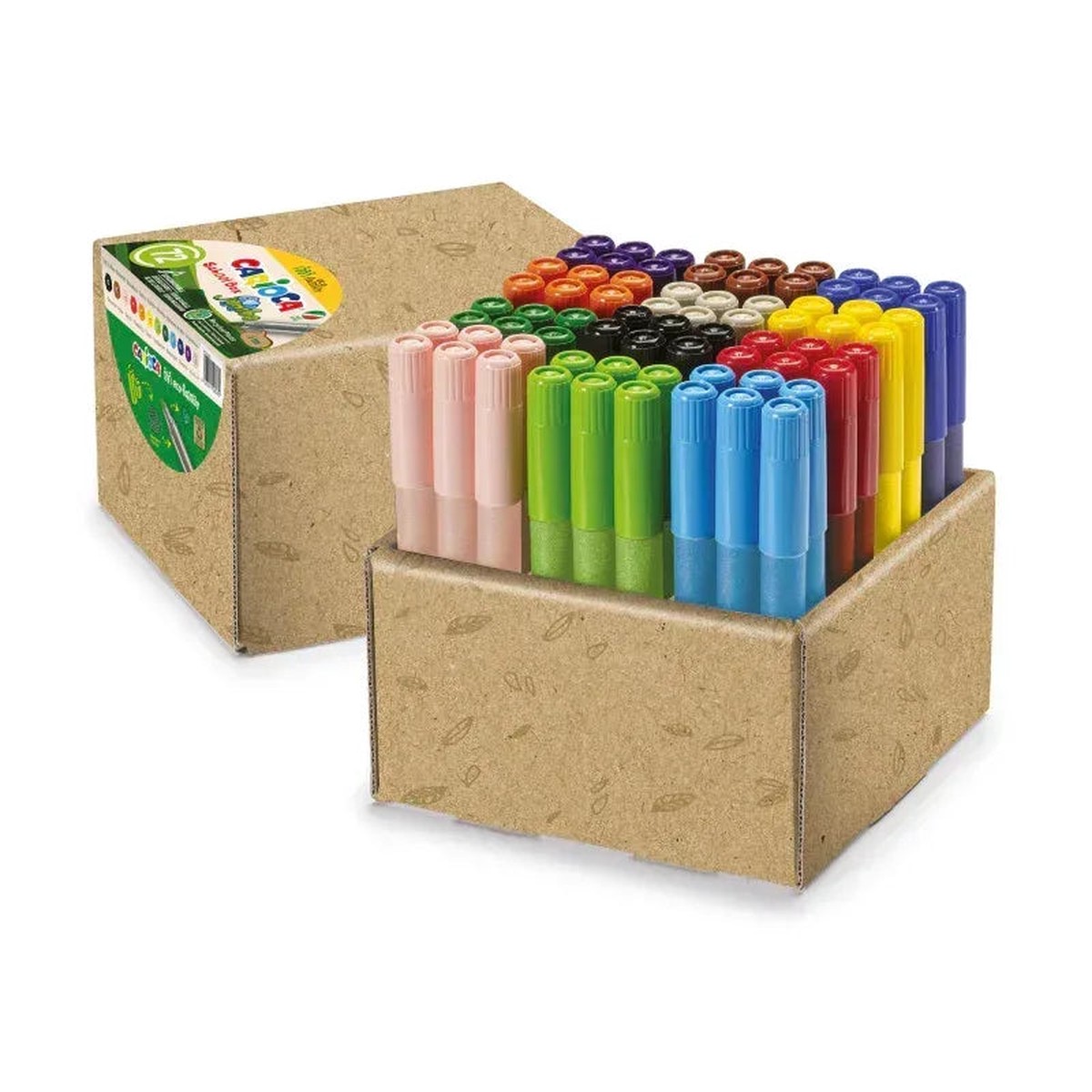 Eco Family Jumbo Maxi Tip Felt Tip Washable Pens School Box - 72 Pieces