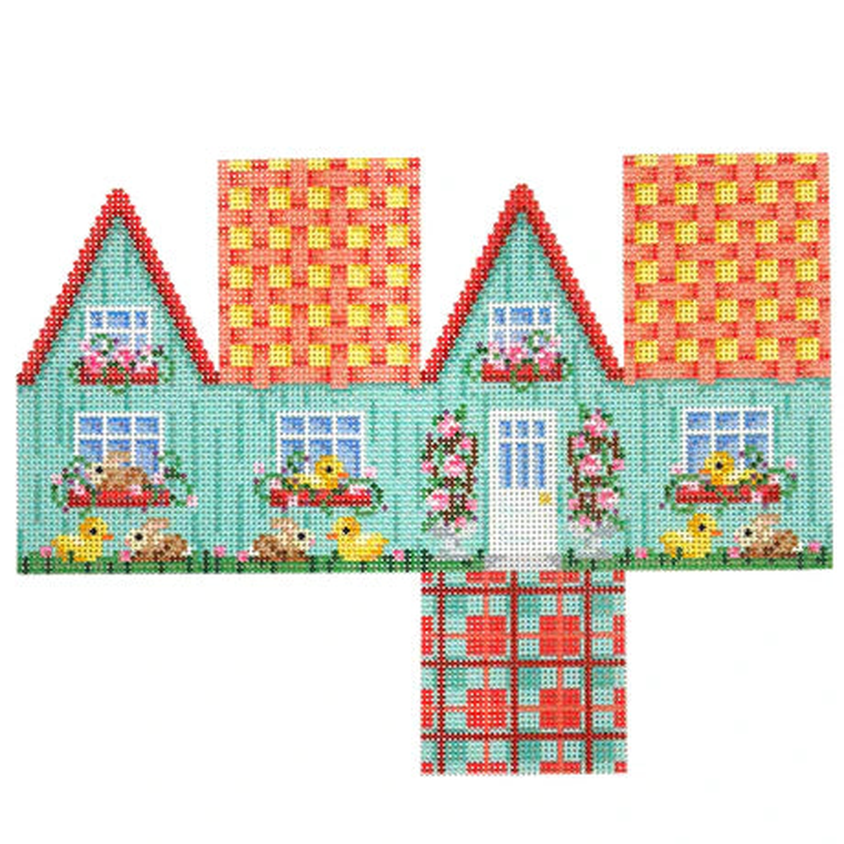 Aqua Chicks & Bunnies 3D Easter Cottage