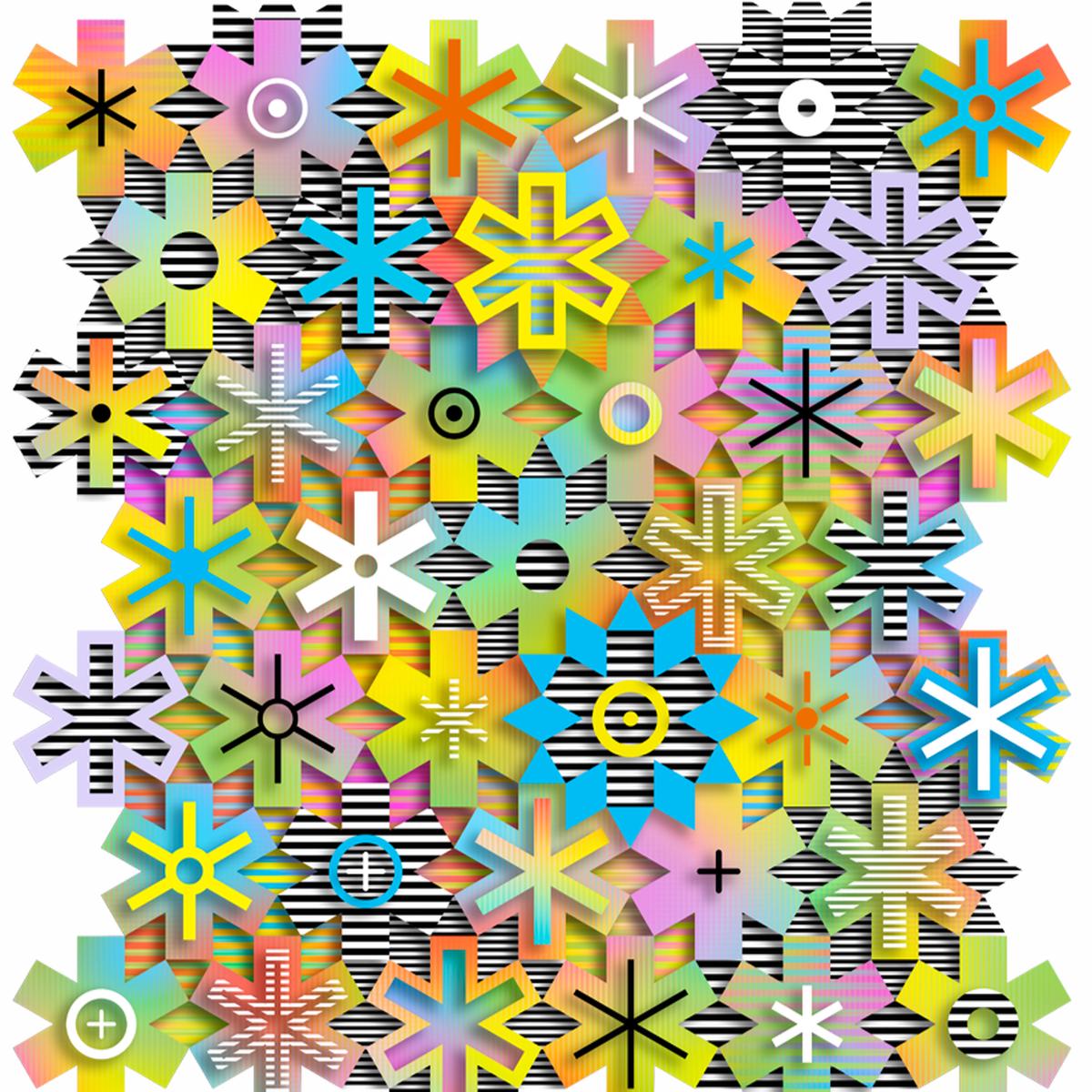 “ASTERISCUS I” by Andrew Reach, UV Cured Inkjet on CNC cut Acrylic Mounted to Composite Aluminum, Edition of 3