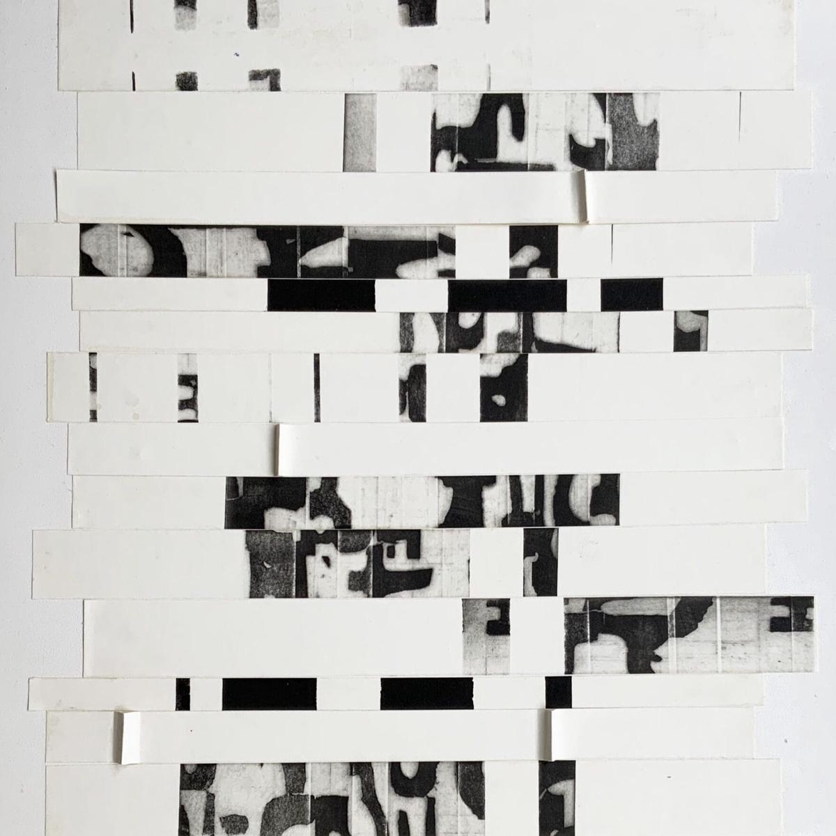 “Flow” by Alexandra N. Winterberg, Photolithography ( ink)  and Collage on Cardboard