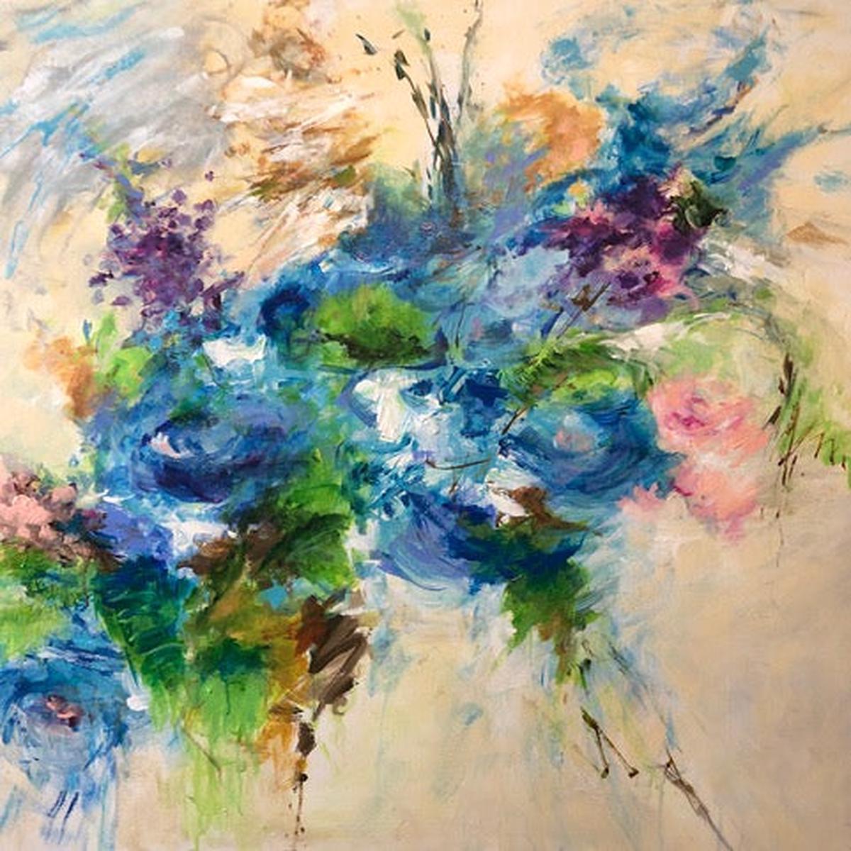 “Anniversary Flowers” by Karen H. Salup, Mixed Media on Canvas