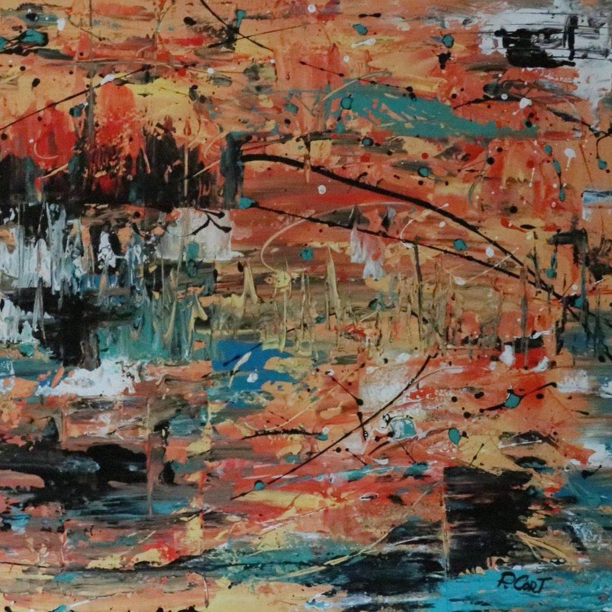“Blues Fusion” by Paul Cort, Acrylics/Mixed Media on Canvas