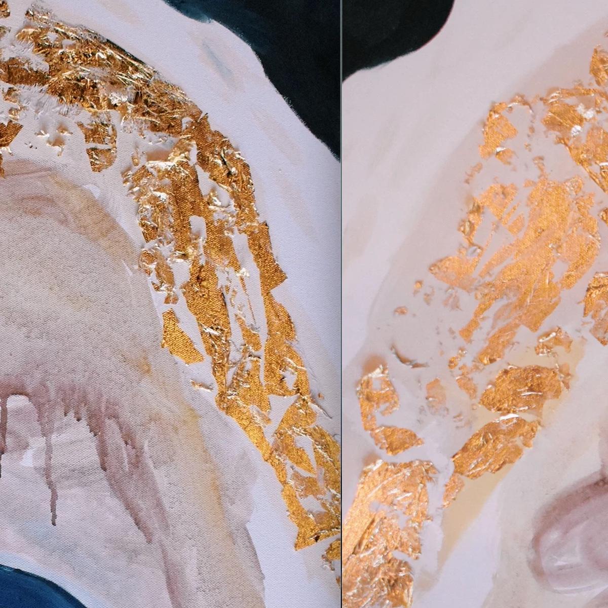 “Geode I & ll” By Meredith Palmer, Acrylic and Gold Foil on Canvas
