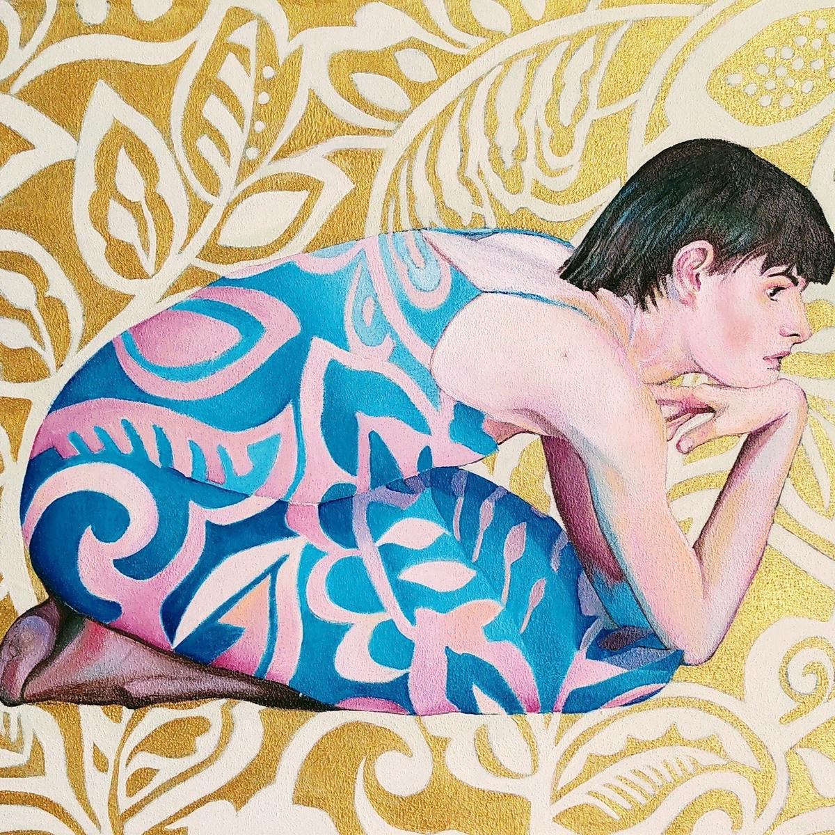 “En Mil Pedazos” by Hirene Lanchares, Oil on Passepartout and Fabric