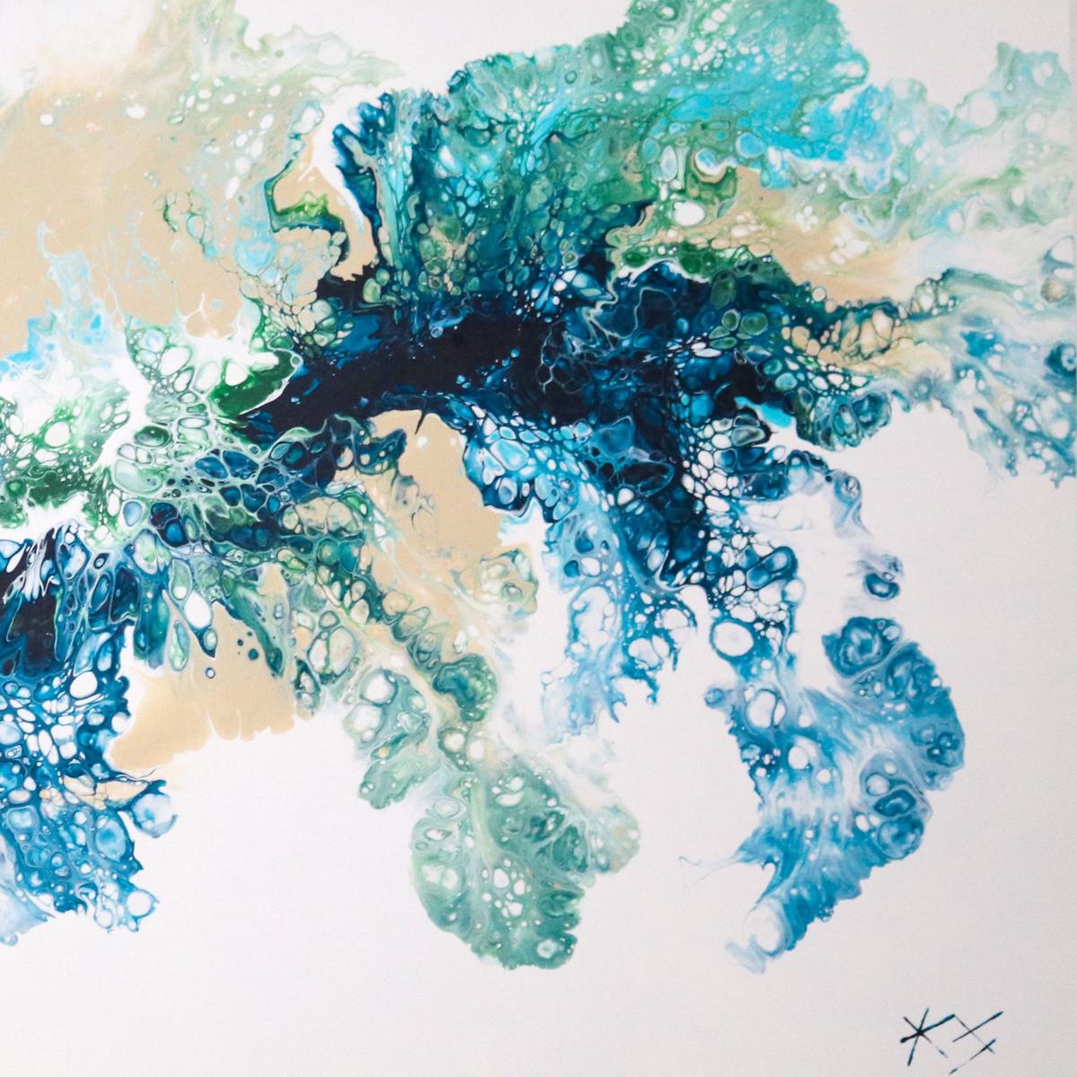 “Halcyon” by Kiana Sandvold, Fluid Acrylic on Canvas