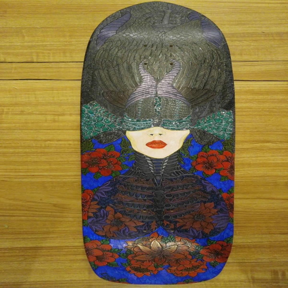 “The Crow Queen” by Rafael Colon, Hardwood Maple Skateboard