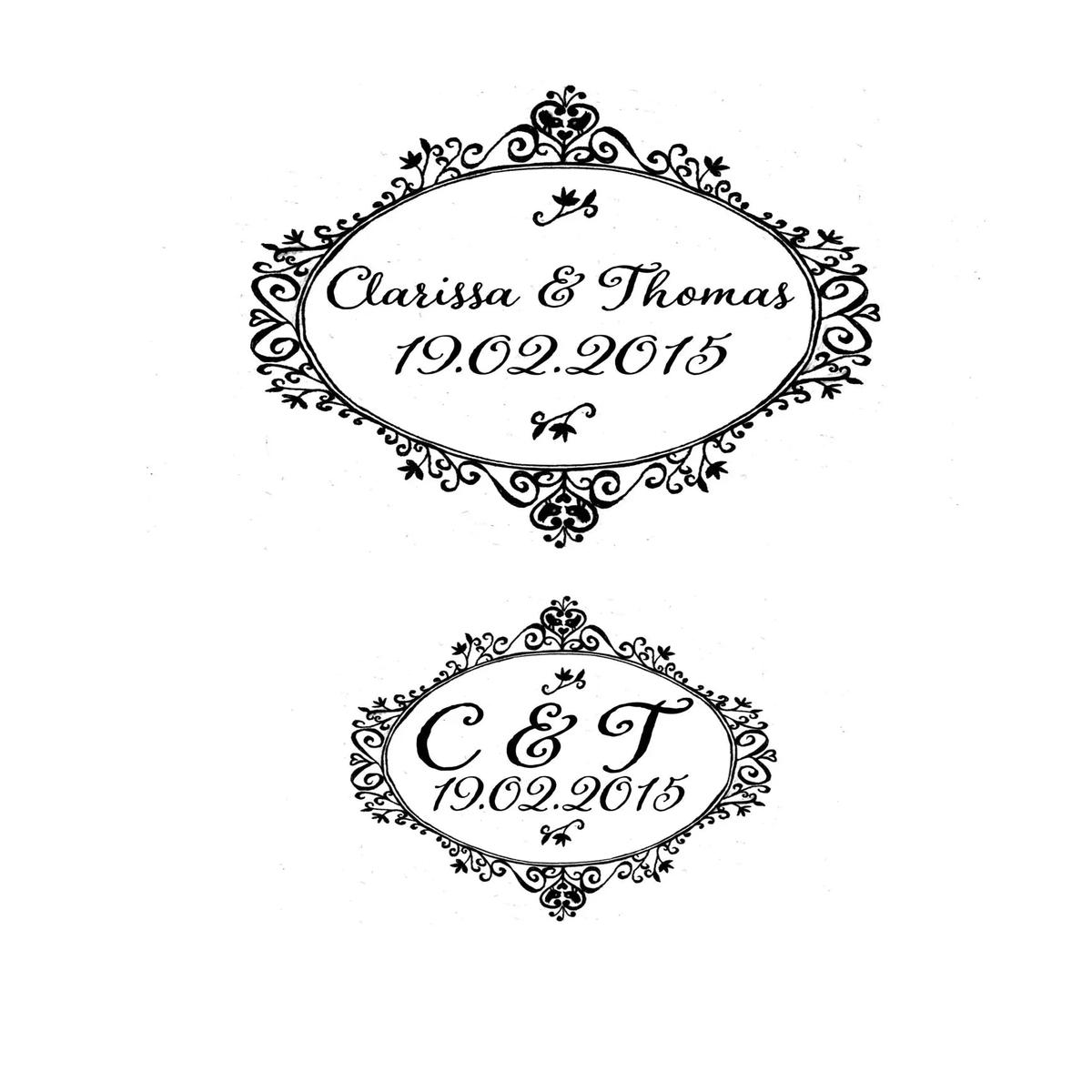 Decorative Oval Save the Date or Wedding Invitation Custom Rubber Stamp